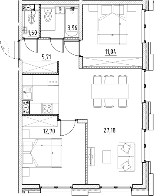 2-комнатная квартира 62.09 м², 8/11 эт., ЖК «Alpen»