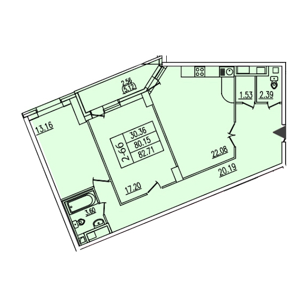 2-комнатная квартира 85.1 м², 4/25 эт., ЖК «Шекспир»