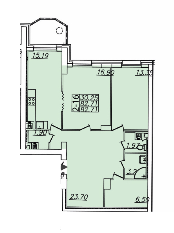 2-комнатная квартира 83 м², 2/25 эт., ЖК «Шекспир»