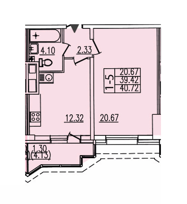 1-комнатная квартира 43.5 м², 6/22 эт., ЖК «Шекспир»