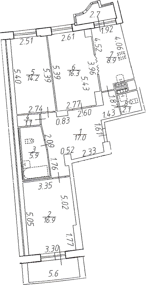3-комнатная квартира 86.8 м², 3/22 эт., ЖК «Шекспир»