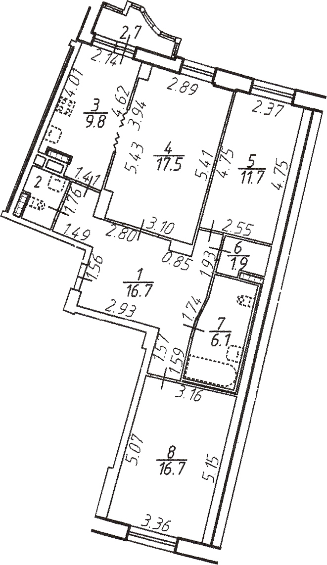 3-комнатная квартира 85.3 м², 8/16 эт., ЖК «Шекспир»