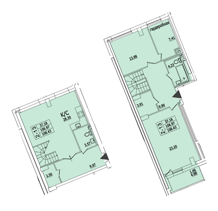 2-комнатная квартира 110.28 м², 2/25 эт., ЖК «Байрон»
