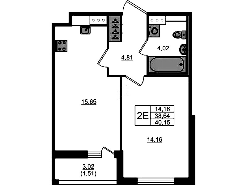1-комнатная квартира 40.15 м², 6/7 эт., ЖК «Сандэй»