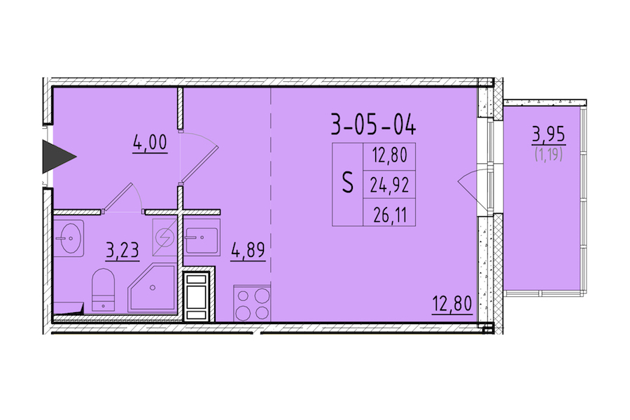 Квартира студия 26.11 м², 5/8 эт., ЖК «Астрид»
