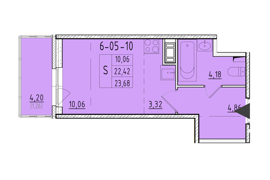 Квартира студия 23.68 м², 3/8 эт., ЖК «Астрид»