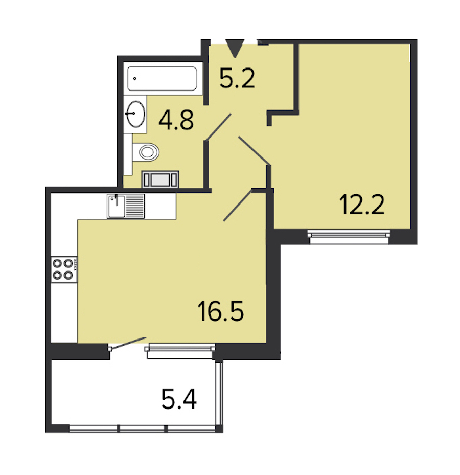 1-комнатная квартира 38.7 м², 4/8 эт., Клубный дом «Созидатели»