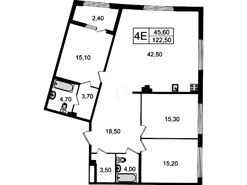 3-комнатная квартира 122.5 м², 3/8 эт., Клубный дом «МИРЪ»