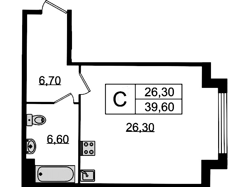 Квартира студия 39.6 м², 4/8 эт., Клубный дом «МИРЪ»