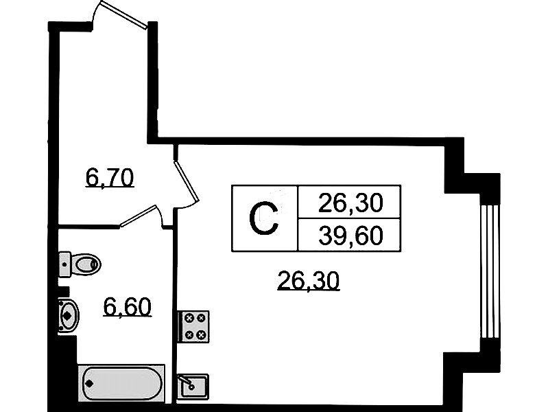 Квартира студия 39.6 м², 5/8 эт., Клубный дом «МИРЪ»