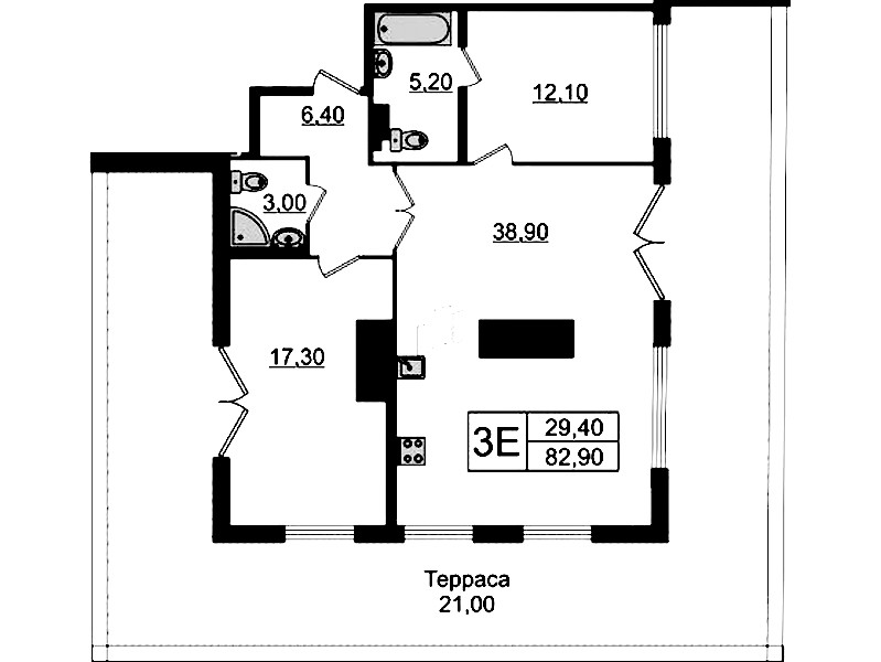 2-комнатная квартира 82.9 м², 8/9 эт., Клубный дом «МИРЪ»
