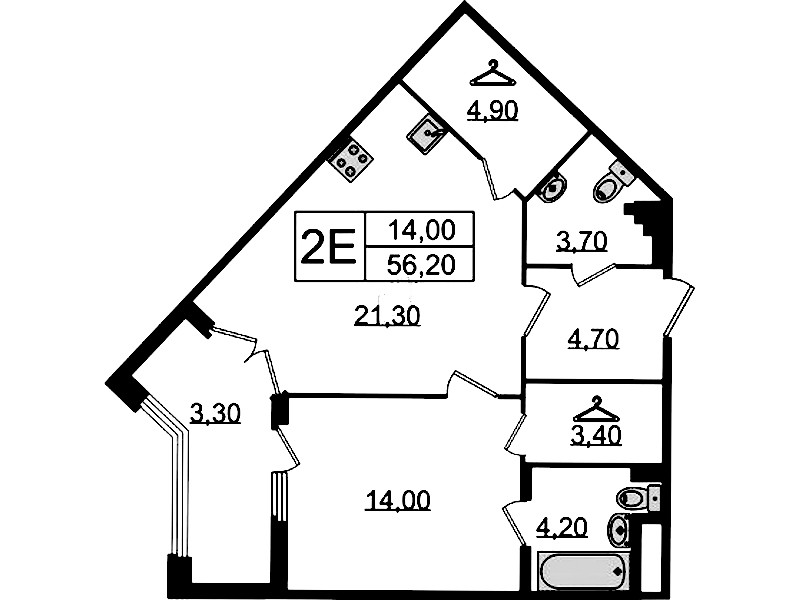1-комнатная квартира 56.2 м², 3/9 эт., Клубный дом «МИРЪ»