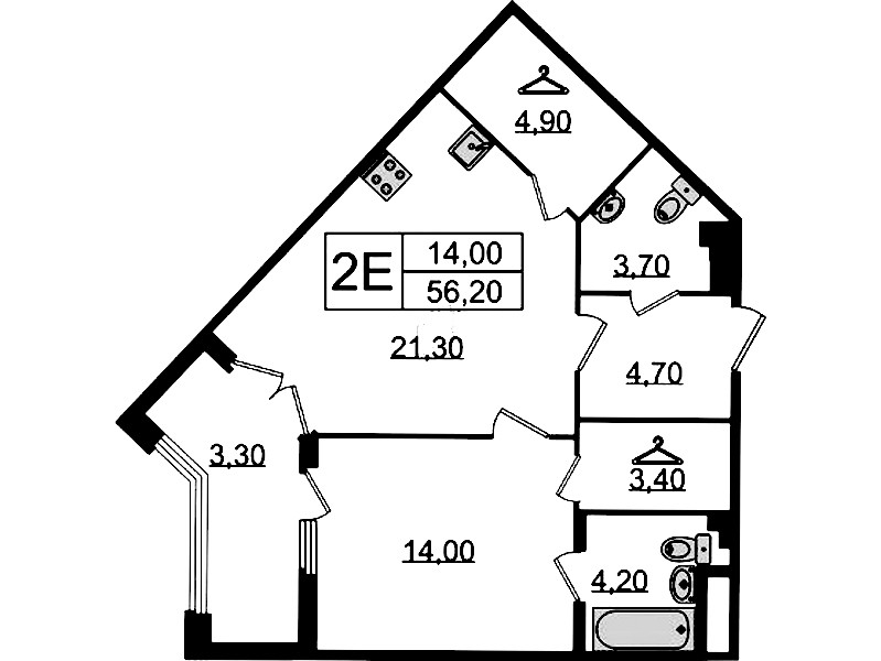 1-комнатная квартира 56.2 м², 4/9 эт., Клубный дом «МИРЪ»