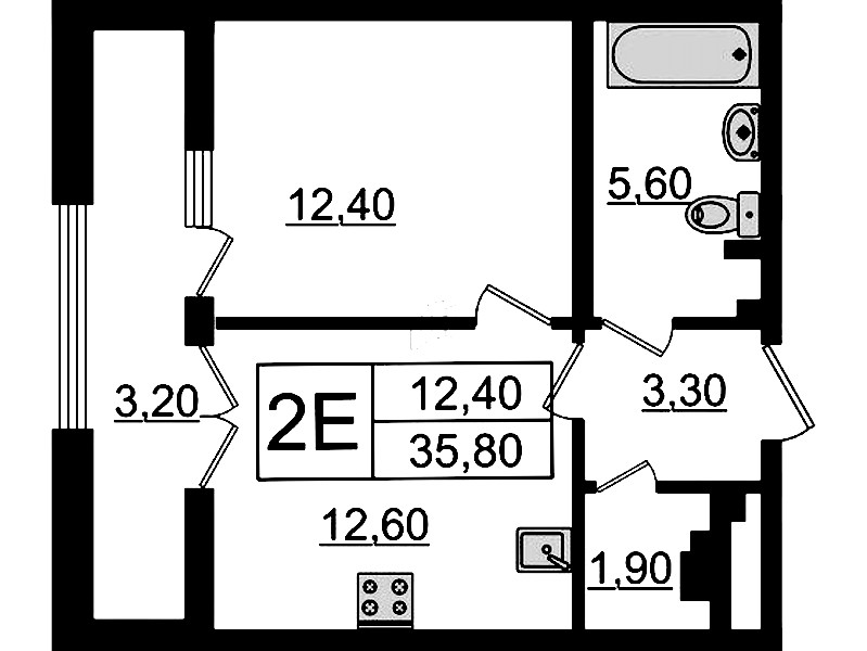 1-комнатная квартира 35.8 м², 3/8 эт., Клубный дом «МИРЪ»