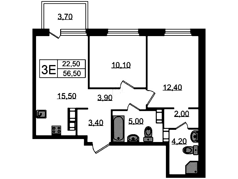2-комнатная квартира 58.5 м², 14/14 эт., ЖК «Куинджи»