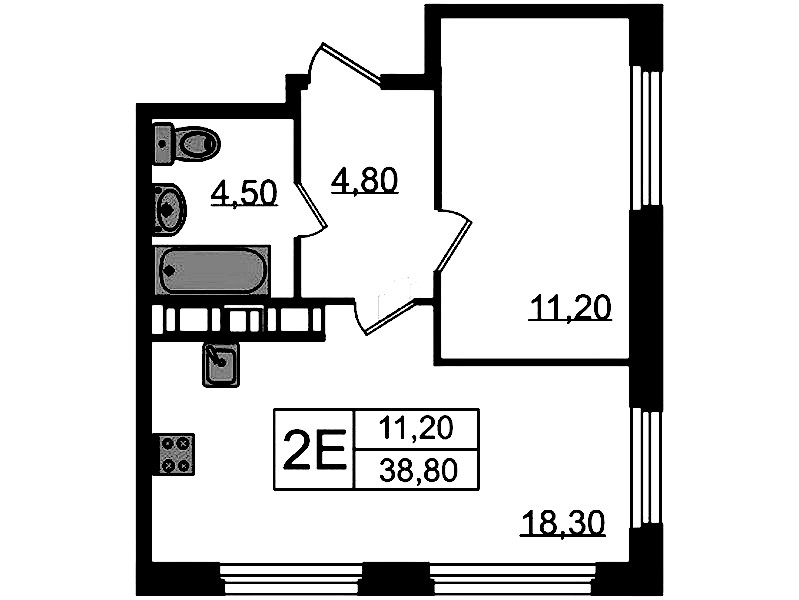 1-комнатная квартира 38.8 м², 4/14 эт., ЖК «Куинджи»