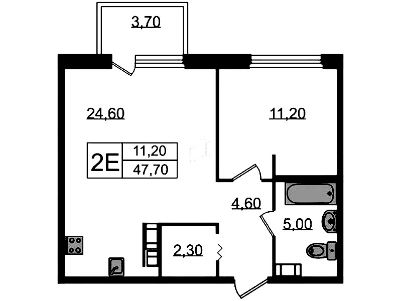1-комнатная квартира 47.7 м², 10/14 эт., ЖК «Куинджи»