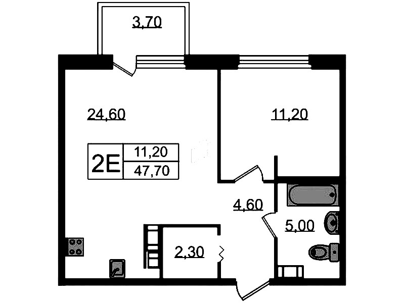 1-комнатная квартира 47.7 м², 12/14 эт., ЖК «Куинджи»