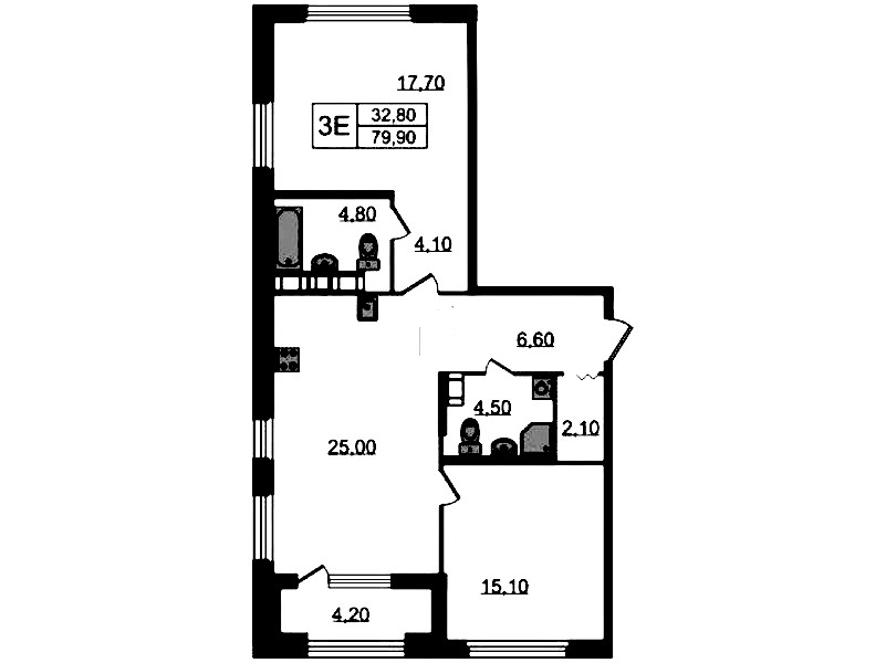 2-комнатная квартира 82 м², 9/14 эт., ЖК «Куинджи»