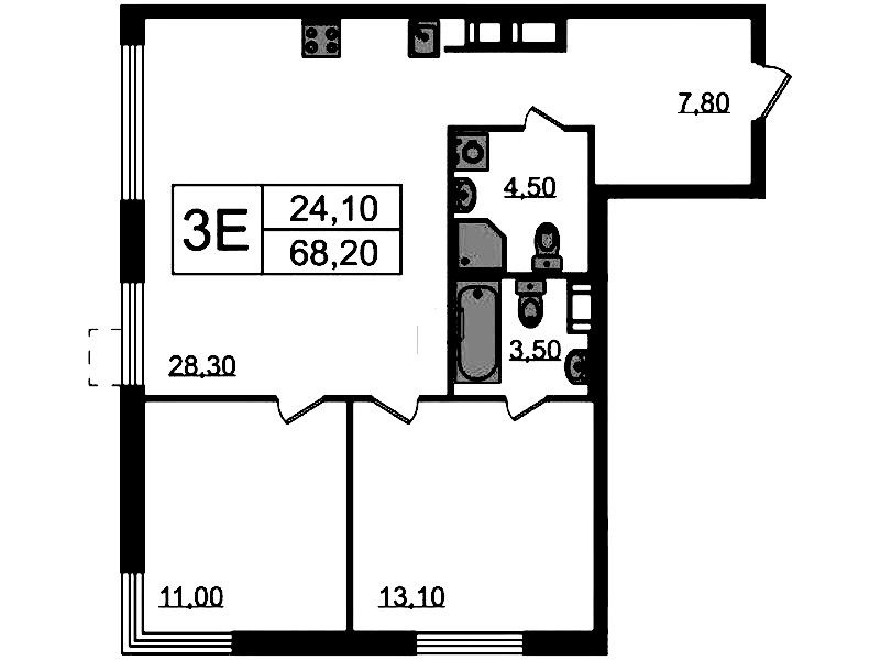 2-комнатная квартира 68.2 м², 14/23 эт., ЖК «Струны»