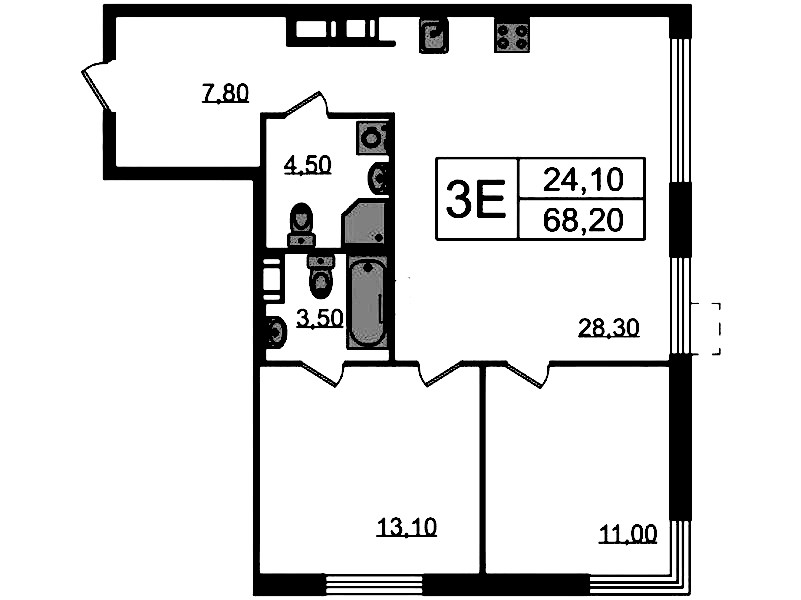 2-комнатная квартира 68.2 м², 11/23 эт., ЖК «Струны»