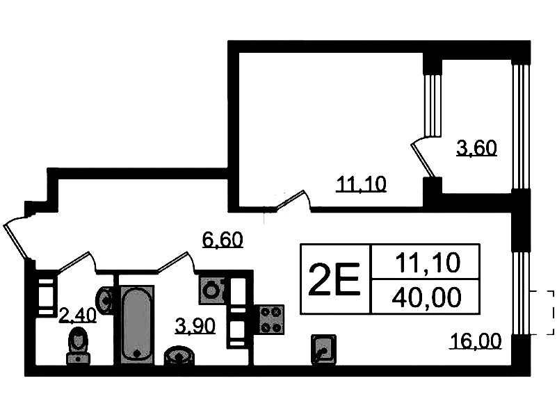 1-комнатная квартира 40 м², 13/23 эт., ЖК «Струны»