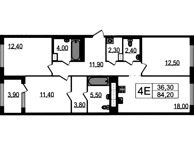 3-комнатная квартира 84.2 м², 15/15 эт., ЖК «Струны»