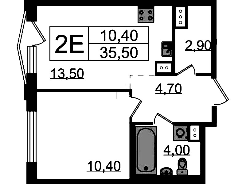 1-комнатная квартира 35.5 м², 5/16 эт., ЖК «Струны»