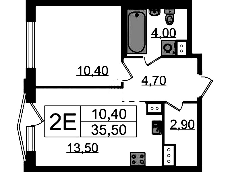 1-комнатная квартира 35.5 м², 15/16 эт., ЖК «Струны»