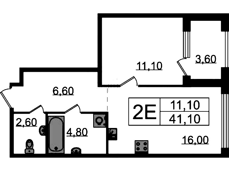 1-комнатная квартира 41.1 м², 2/23 эт., ЖК «Струны»