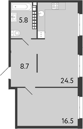 1-комнатная квартира 55.5 м², 7/9 эт., ЖК «Визионер»