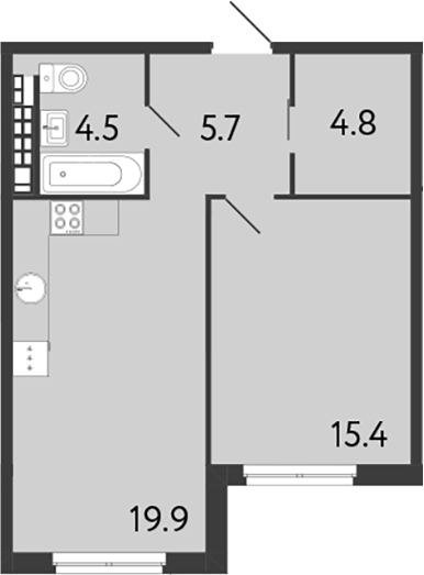 1-комнатная квартира 50.3 м², 7/9 эт., ЖК «Визионер»