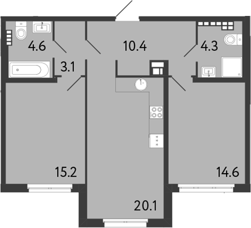 2-комнатная квартира 72.3 м², 5/9 эт., ЖК «Визионер»
