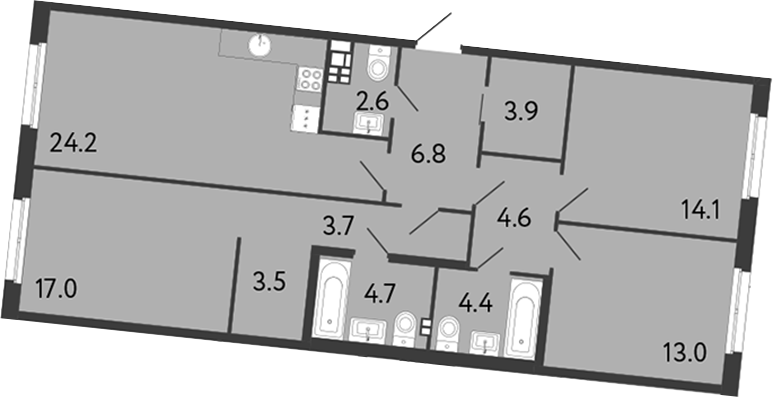 3-комнатная квартира 102.5 м², 3/9 эт., ЖК «Визионер»