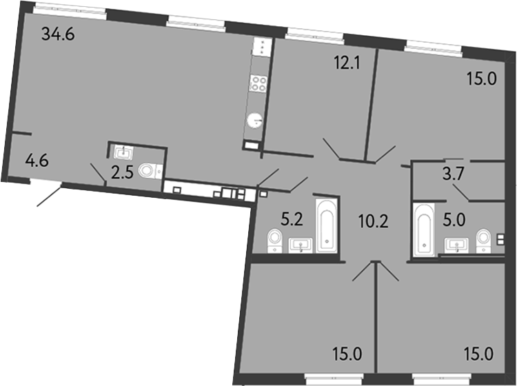 4-комнатная квартира 122.9 м², 3/9 эт., ЖК «Визионер»