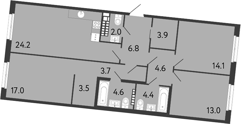 3-комнатная квартира 101.8 м², 7/9 эт., ЖК «Визионер»