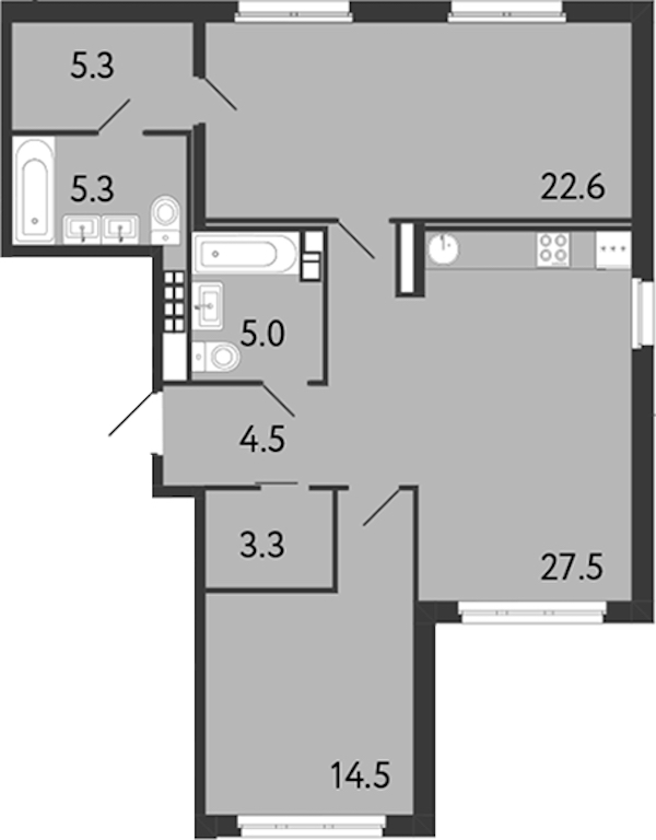 2-комнатная квартира 88 м², 5/9 эт., ЖК «Визионер»