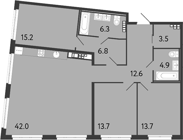 3-комнатная квартира 118.7 м², 6/9 эт., ЖК «Визионер»