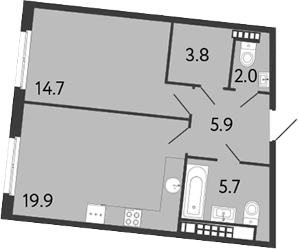 1-комнатная квартира 52 м², 6/9 эт., ЖК «Визионер»