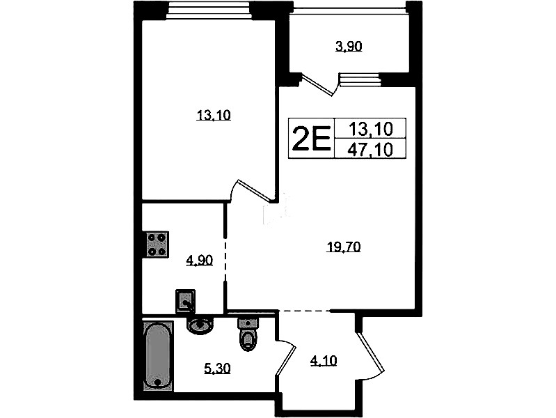 1-комнатная квартира 49.05 м², 8/8 эт., ЖК «Литера»