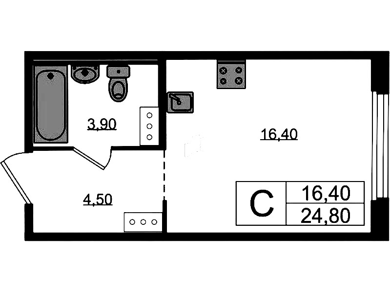 Квартира студия 24.8 м², 5/8 эт., ЖК «Литера»