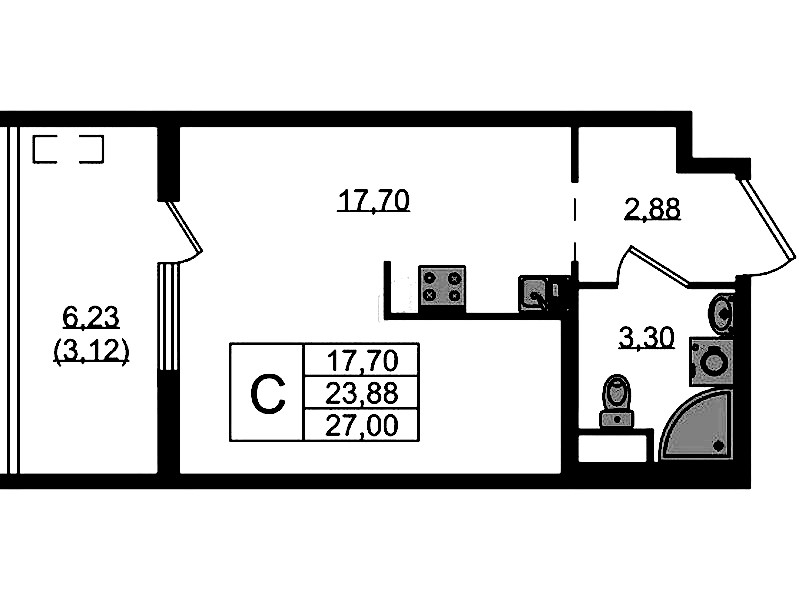 Квартира студия 27 м², 2/10 эт., ЖК «N8»