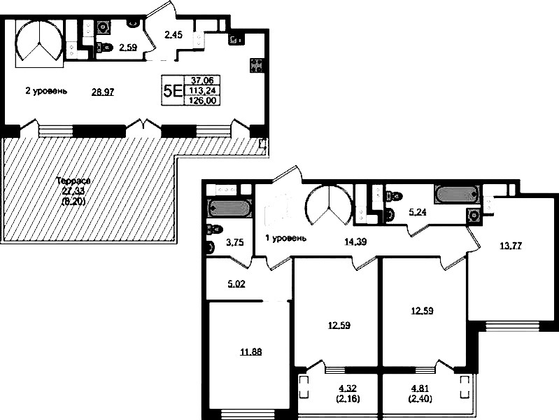 4-комнатная квартира 126 м², 9/10 эт., ЖК «N8»