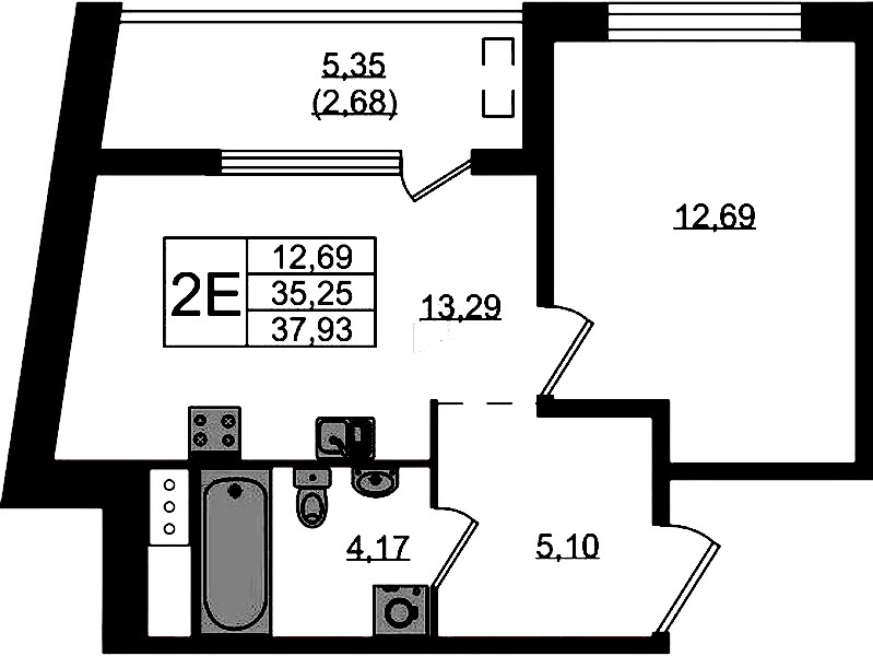 1-комнатная квартира 37.93 м², 6/10 эт., ЖК «N8»