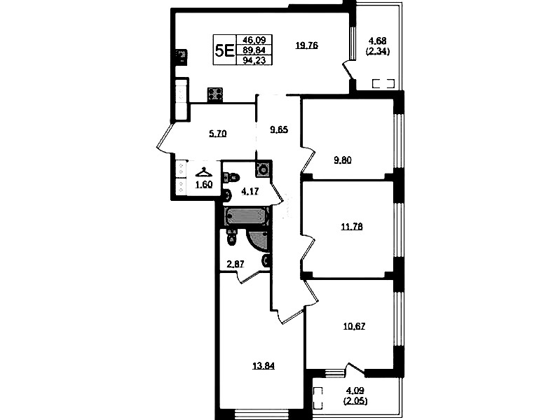 4-комнатная квартира 94.23 м², 7/10 эт., ЖК «N8»