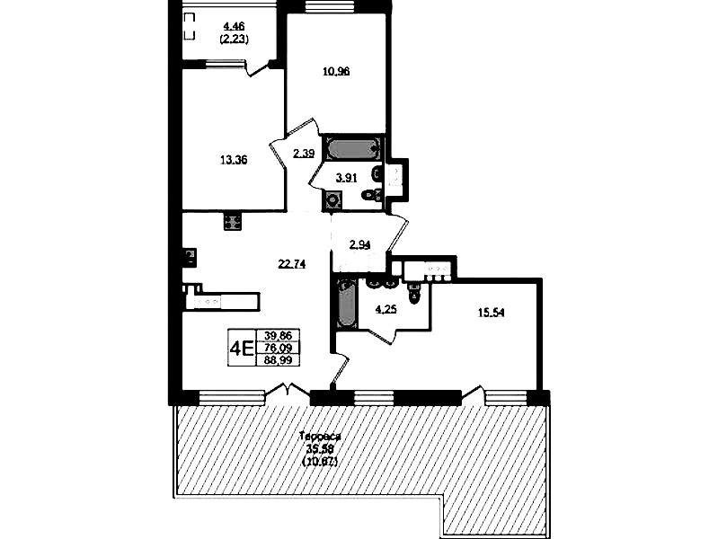 3-комнатная квартира 88.99 м², 10/10 эт., ЖК «N8»