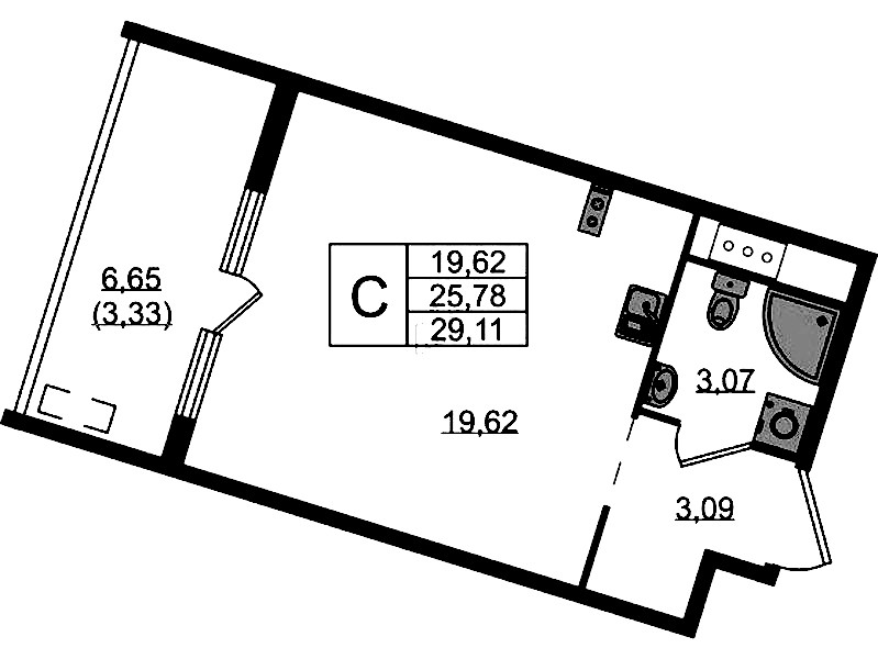 Квартира студия 29.11 м², 3/10 эт., ЖК «N8»