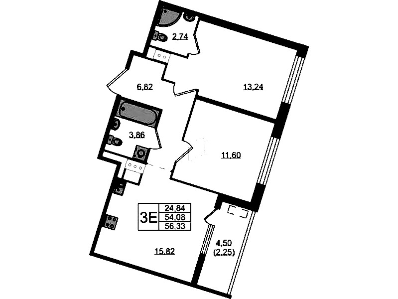 2-комнатная квартира 56.33 м², 7/10 эт., ЖК «N8»