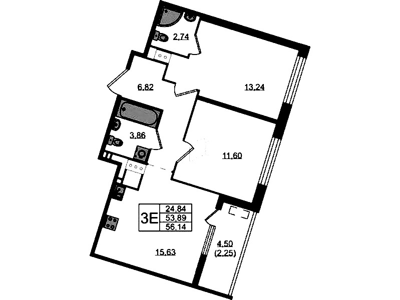 2-комнатная квартира 56.14 м², 9/10 эт., ЖК «N8»