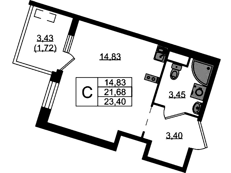 Квартира студия 23.4 м², 2/10 эт., ЖК «N8»